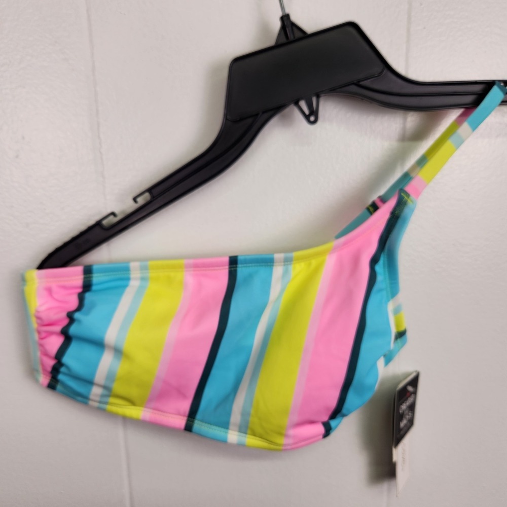 Salt + Cove Bikini Top S Multicolor Stripe One-Shoulder Adjustable Strap